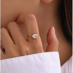18K Gold Plated Cubic Zirconia Adjustable Ring - One Ring
